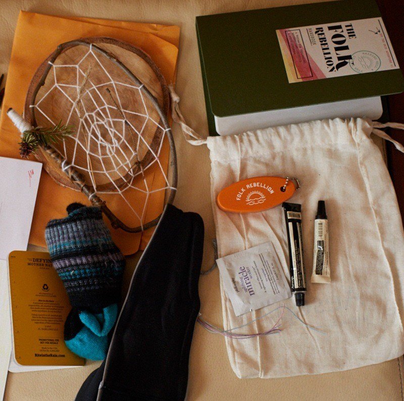 Artic retreat goody bag contents along side a Rite in the Rain binder used to organize the event