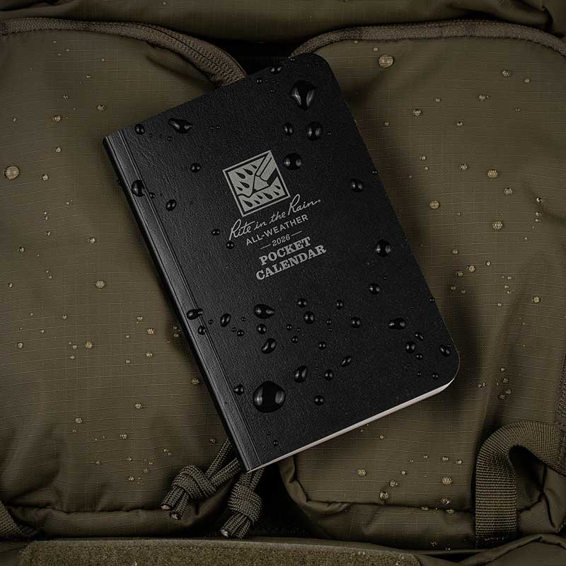 Drops of water on Pocket Calendar cover.