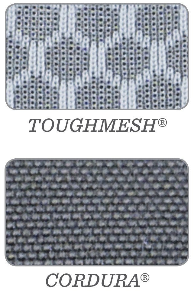 Tough Mesh and Cordura fabric swatches.