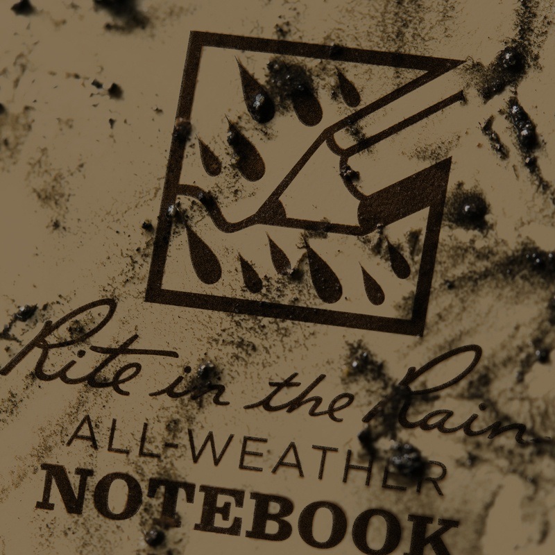 notebook survives sweat, ran, mud, grease and daily use